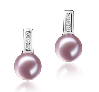pearl drop earrings in lavender