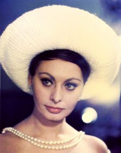 Sophia Loren wearing pearls