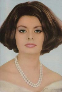 Sophia Loren wearing pearls