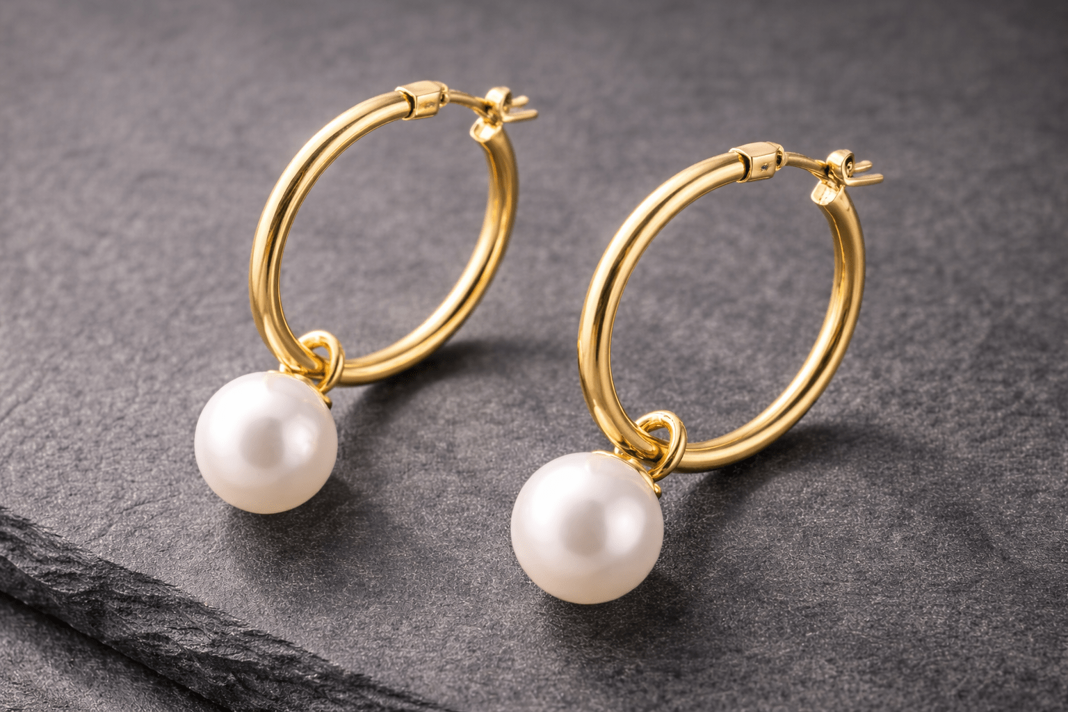 Hoop Gold Earrings Pearl Integration