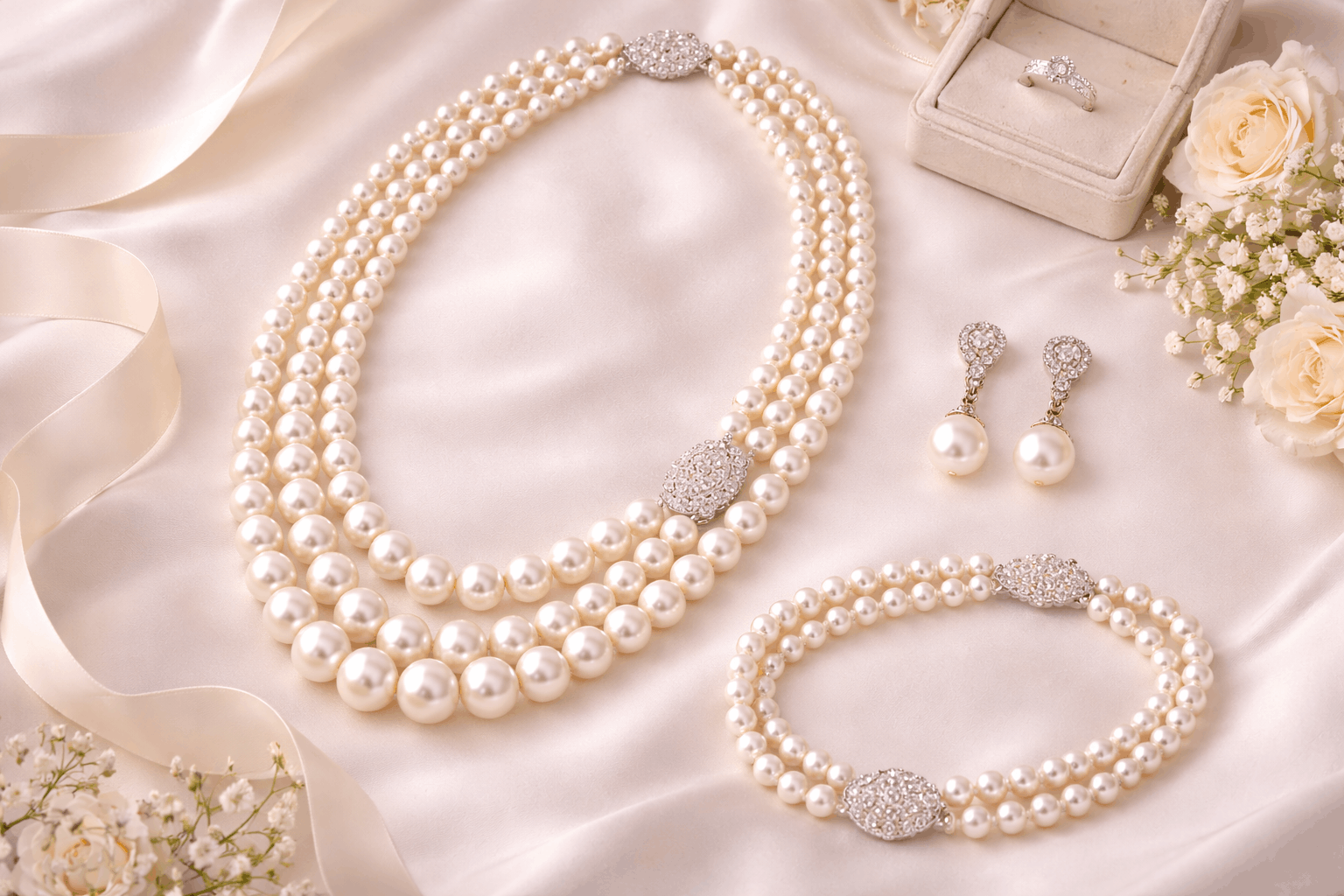 pearlsonly-blog-115-image-8-pearl - Styling Pearl Necklace with Other Bridal Jewelry - Pearls Jewelry - pearlsonly