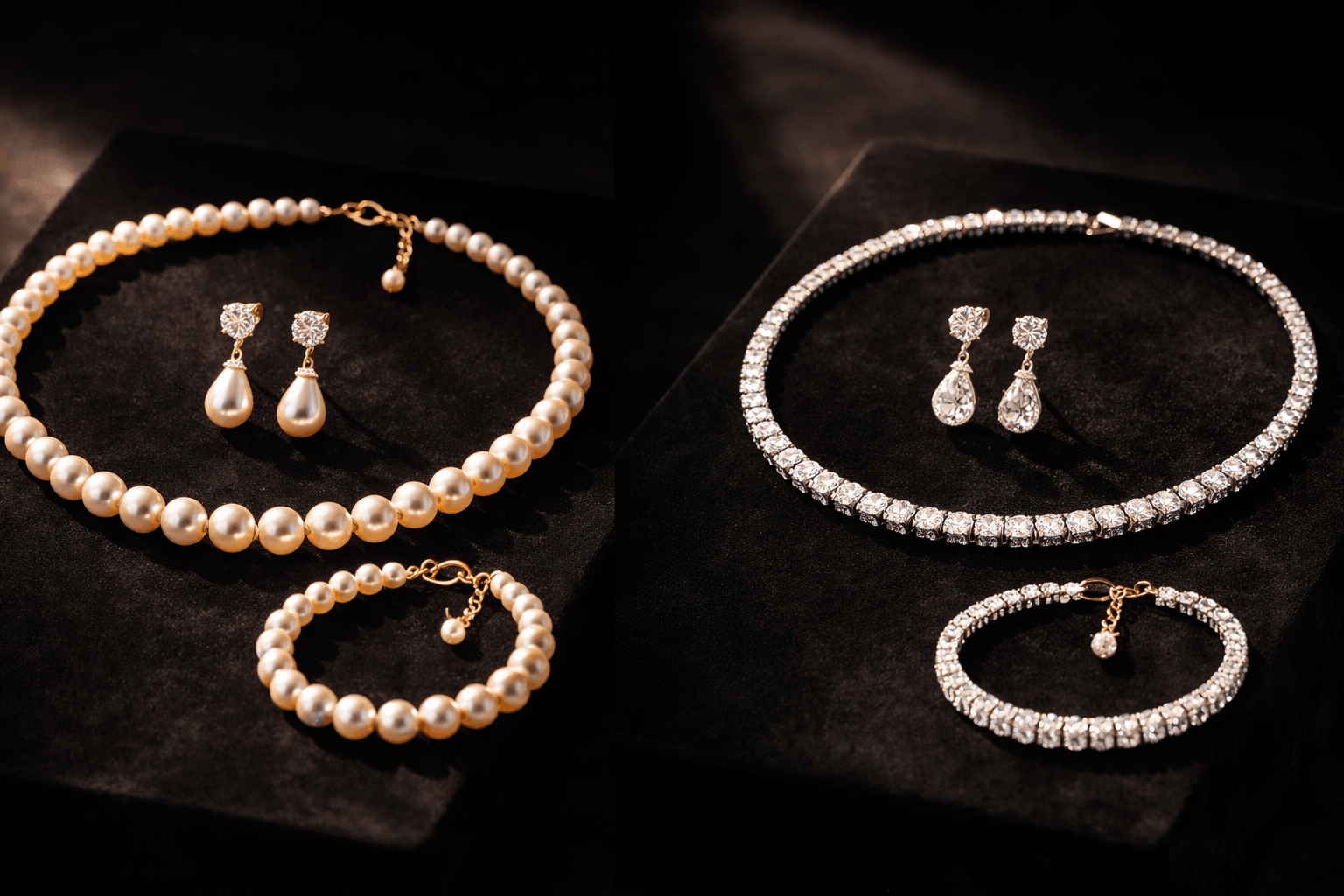 Pearl vs Diamond Bridal Sets