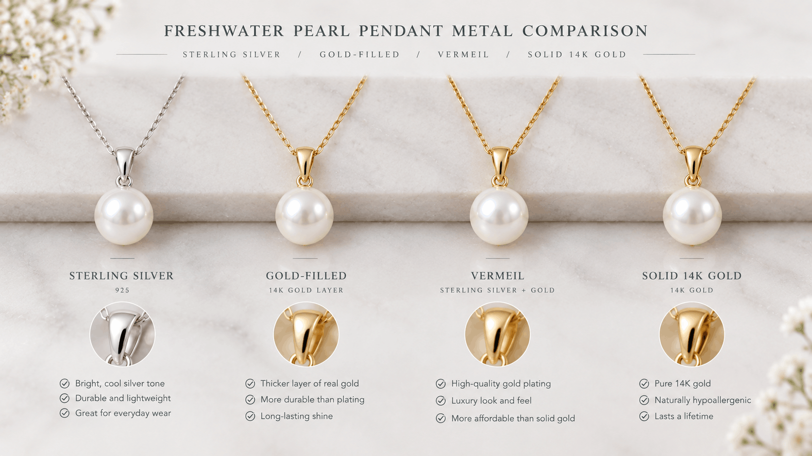 05. Freshwater Pearl Pendant Metal Comparison