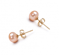 6-7mm AAA Quality Freshwater Cultured Pearl Earring Pair in Pink