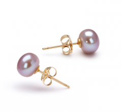 6-7mm AAA Quality Freshwater Cultured Pearl Earring Pair in Lavender