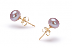 6-7mm AAA Quality Freshwater Cultured Pearl Earring Pair in Lavender