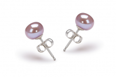 6-7mm AA Quality Freshwater Cultured Pearl Earring Pair in Lavender