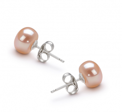 7-8mm AA Quality Freshwater Cultured Pearl Earring Pair in Pink