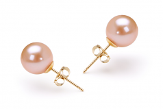 7-8mm AAAA Quality Freshwater Cultured Pearl Earring Pair in Pink