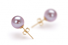 7-8mm AAAA Quality Freshwater Cultured Pearl Earring Pair in Lavender