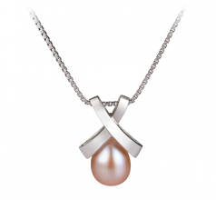 7-8mm AA Quality Freshwater Cultured Pearl Pendant in Empress Pink