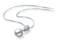 7-8mm AA Quality Japanese Akoya Cultured Pearl Pendant in Daria White