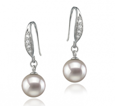 8-9mm AA Quality Japanese Akoya Cultured Pearl Earring Pair in Jacy White