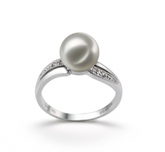 7-8mm AAA Quality Japanese Akoya Cultured Pearl Ring in Caroline White ...