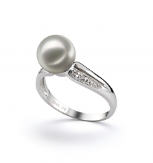 7-8mm AAA Quality Japanese Akoya Cultured Pearl Ring in Caroline White