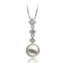 8-9mm AAA Quality Japanese Akoya Cultured Pearl Pendant in Rozene White