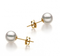 6.5-7mm Hanadama - AAAA Quality Japanese Akoya Cultured Pearl Earring Pair in Hanadama White