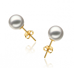 7.5-8mm Hanadama - AAAA Quality Japanese Akoya Cultured Pearl Earring Pair in Hanadama White