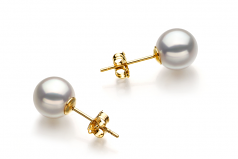 7.5-8mm Hanadama - AAAA Quality Japanese Akoya Cultured Pearl Earring Pair in Hanadama White