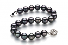 8-8.5mm AAA Quality Japanese Akoya Cultured Pearl Bracelet in Black