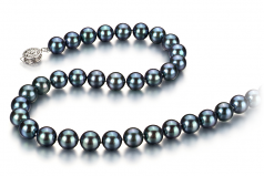 8-8.5mm AAA Quality Japanese Akoya Cultured Pearl Necklace in Black