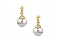 7-8mm AA Quality Japanese Akoya Cultured Pearl Earring Pair in Georgia White