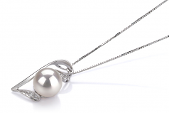 7-8mm AAA Quality Japanese Akoya Cultured Pearl Pendant in Carlin White