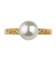 7.5-8mm AAA Quality Japanese Akoya Cultured Pearl Ring in Anne White