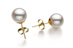 Akoya pearls [Akoya pearls 8.5-9mm] [K18YG bar earrings] Large Akoya A –  パール優美-Pearlyuumi