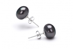 7-8mm AAA Quality Freshwater Cultured Pearl Earring Pair in Black