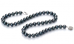 7.5-8mm AA Quality Japanese Akoya Cultured Pearl Set in Black