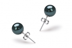 6-7mm AAA Quality Japanese Akoya Cultured Pearl Earring Pair in Black