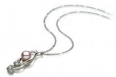 7-8mm AA Quality Freshwater Cultured Pearl Pendant in Eudora Lavender