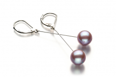 8-9mm AA Quality Freshwater Cultured Pearl Earring Pair in Amy Lavender
