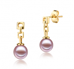 6-7mm AAAA Quality Freshwater Cultured Pearl Earring Pair in Anya Lavender