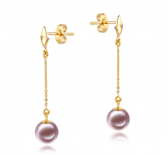 6-7mm AAAA Quality Freshwater Cultured Pearl Earring Pair in Misha Lavender