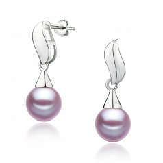 7-8mm AAAA Quality Freshwater Cultured Pearl Earring Pair in Edith Lavender