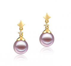 7-8mm AAAA Quality Freshwater Cultured Pearl Earring Pair in Georgia Lavender