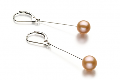 8-9mm AA Quality Freshwater Cultured Pearl Earring Pair in Amy Pink