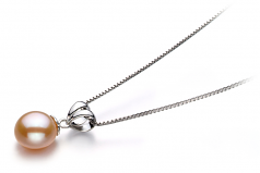 9-10mm AA Quality Freshwater Cultured Pearl Pendant in Sally Pink