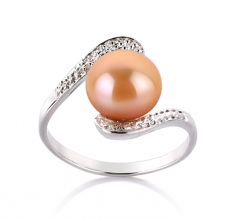 9-10mm AA Quality Freshwater Cultured Pearl Ring in Chantel Pink