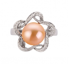 9-10mm AA Quality Freshwater Cultured Pearl Ring in Fiona Pink