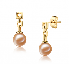 6-7mm AAAA Quality Freshwater Cultured Pearl Earring Pair in Anya Pink