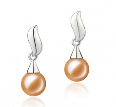 7-8mm AAAA Quality Freshwater Cultured Pearl Earring Pair in Edith Pink