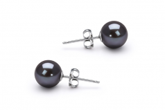 6-7mm AAAA Quality Freshwater Cultured Pearl Earring Pair in Black