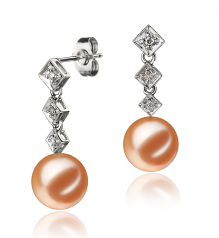 9-10mm AAAA Quality Freshwater Cultured Pearl Earring Pair in Rozene Pink