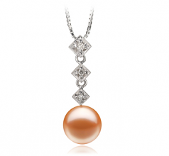 9-10mm AAAA Quality Freshwater Cultured Pearl Pendant in Rozene Pink