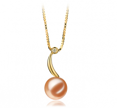9-10mm AAAA Quality Freshwater Cultured Pearl Pendant in Sora Pink