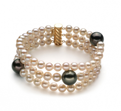 5-11mm AA Quality Tahitian and Freshwater Cultured Pearl Bracelet in Black