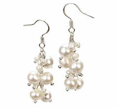 3-7mm A Quality Freshwater Cultured Pearl Earring Pair in Brisa White